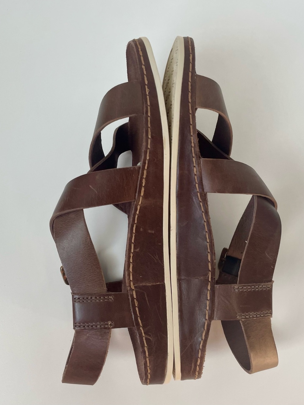 Chaco Wayfarer Otter Brown Leather Crossover Strap Sandals Women’s 7 Outdoors - Picture 12 of 16